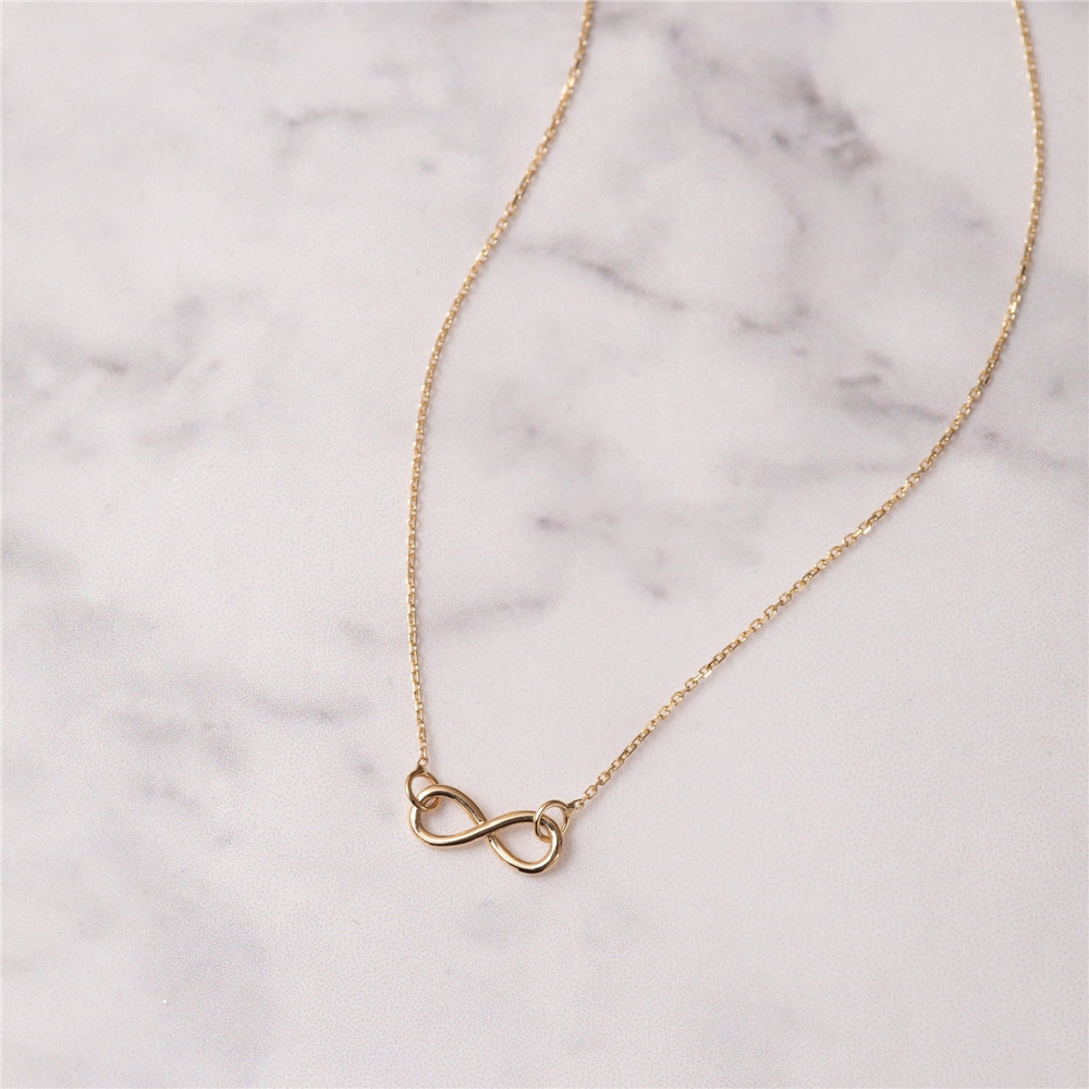 Goldstore-14k 18k Gold Necklace Infinity Necklace, Real Gold Infinite Love Choker Necklace, Solid Gold Dainty Infinity Necklace is Great Gift For Her.