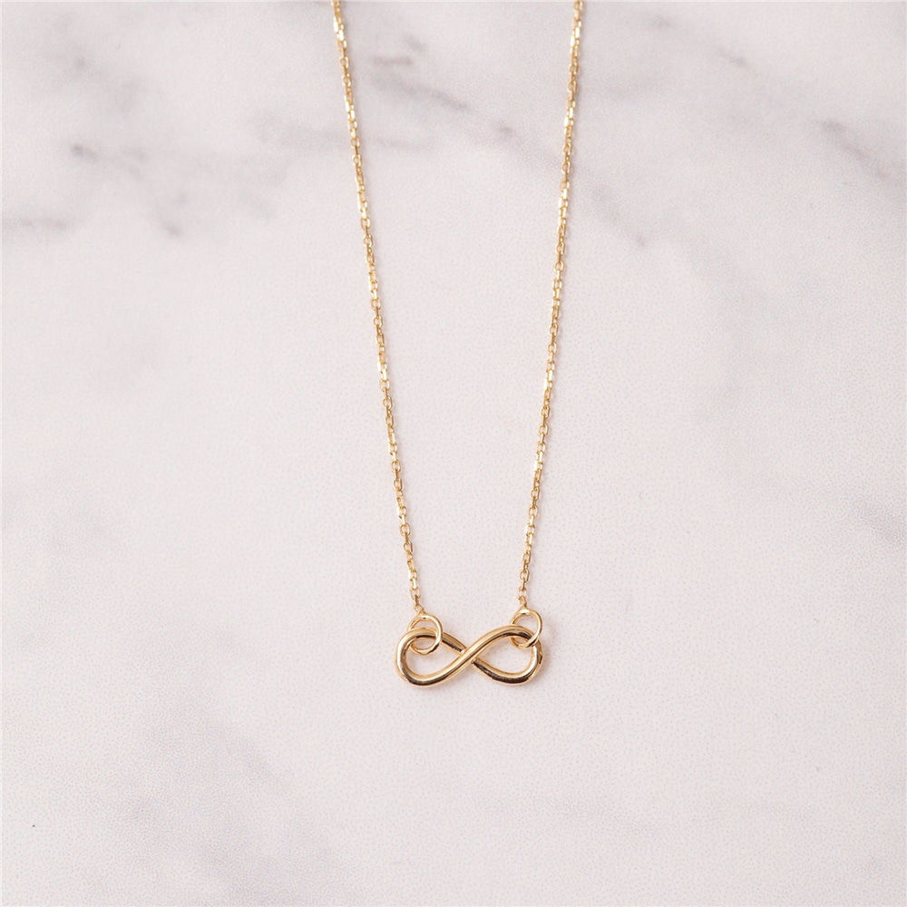 Goldstore-14k 18k Gold Necklace Infinity Necklace, Real Gold Infinite Love Choker Necklace, Solid Gold Dainty Infinity Necklace is Great Gift For Her.