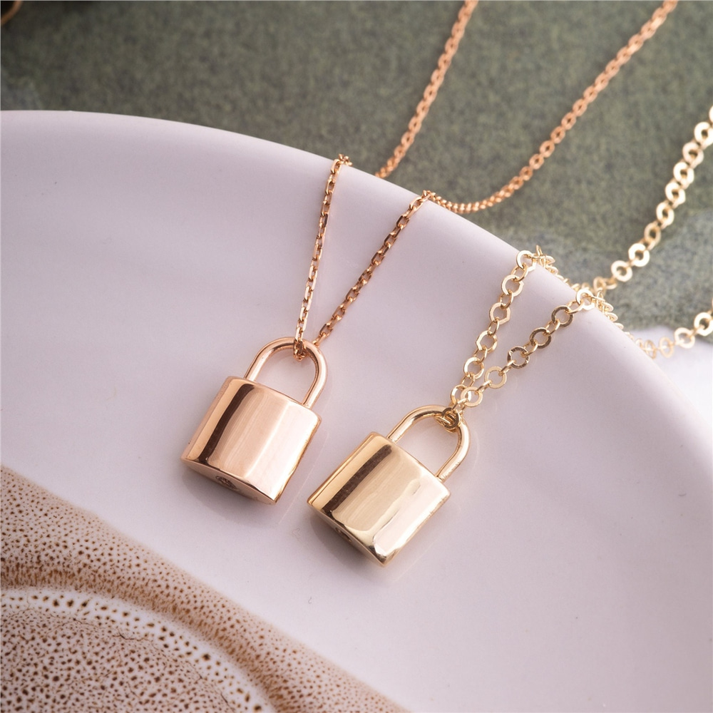 Goldstore-14K 18K Gold Personalized Cremation Urn Necklace Memorial Engraving Custom Padlock Pendant Loss of Mom Dad Gift Jewelry for Human Dog Ashes