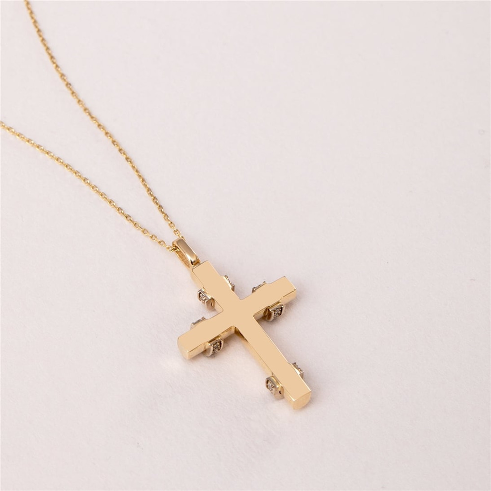 Goldstore-14K 18K Gold Personalized Cremation Urn Necklace Memorial Engraving Custom Cross Pendant Loss of Mom Dad Gift Jewelry for Human Ashes Holder
