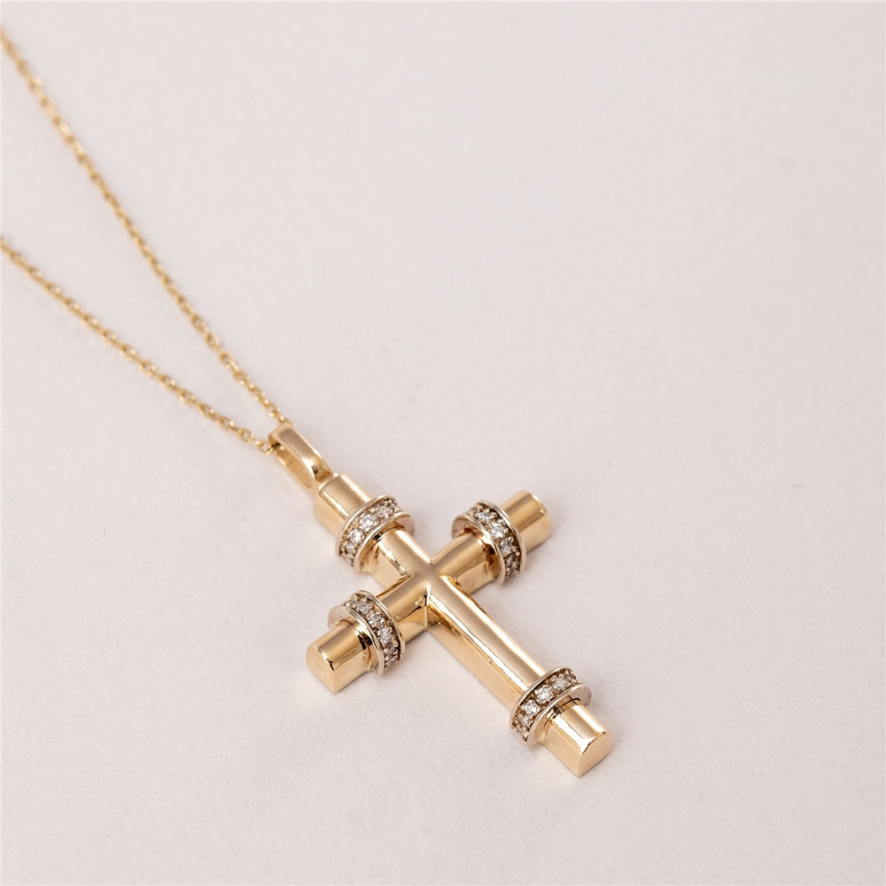 Goldstore-14K 18K Gold Personalized Cremation Urn Necklace Memorial Engraving Custom Cross Pendant Loss of Mom Dad Gift Jewelry for Human Ashes Holder