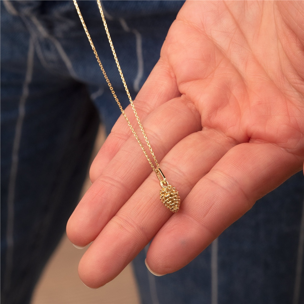 Goldstore-14K 18K Gold Pine Cone Necklace, Dainty and Tiny Pine Cone Necklace, 3 Color Cute Bridesmaid Gift, Beautiful Nature Necklace, Gift For Her