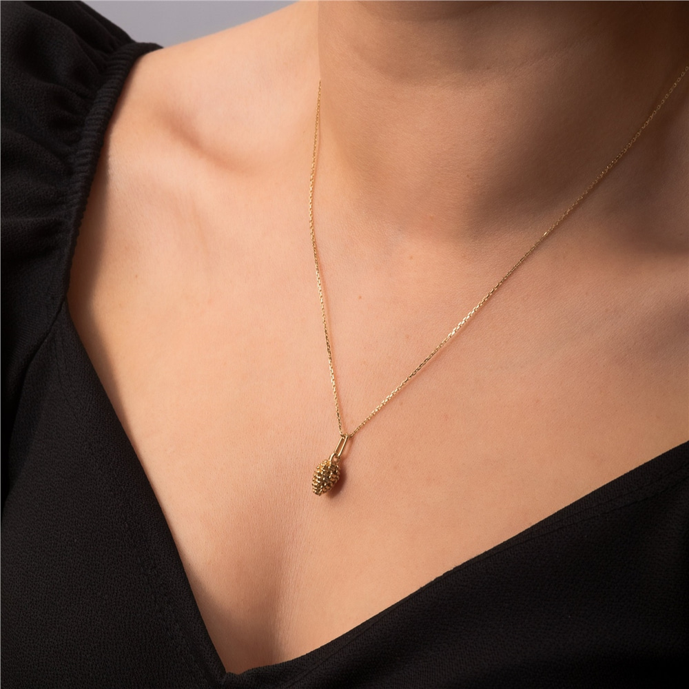 Goldstore-14K 18K Gold Pine Cone Necklace, Dainty and Tiny Pine Cone Necklace, 3 Color Cute Bridesmaid Gift, Beautiful Nature Necklace, Gift For Her