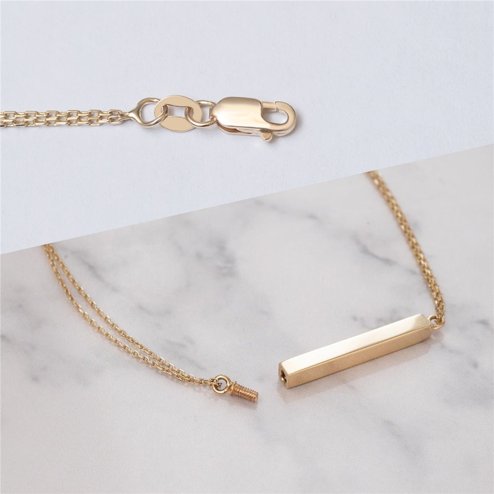 Goldstore-14K 18K Real Gold Custom Cremation Urn Bar Bracelet, 4 Side Engrave Memorial 3D Bracelet, Engrave Name Date Coordinate Funeral Gold Bracelet
