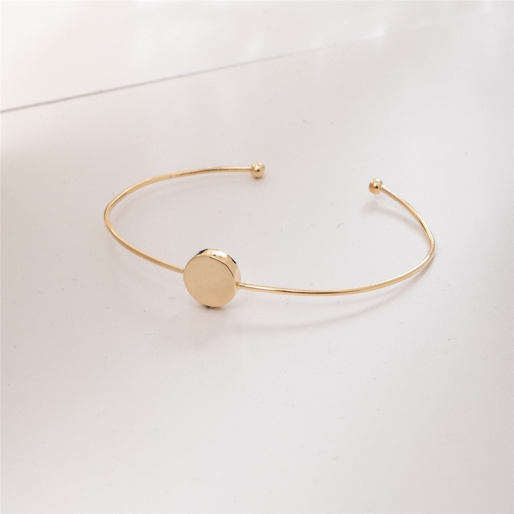 Goldstore-14K 18K Real Gold Custom Life of Circle Urn Bangle For Ashes, Elegant Personalized Round Bangle, Cremation Keepsake Name Date Engrave Bangle