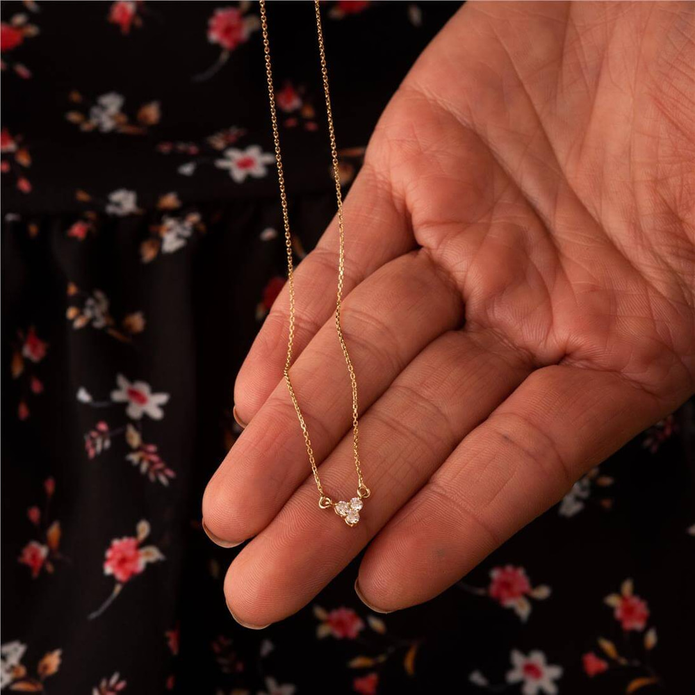 Goldstore-Trio Cluster Diamond Necklace