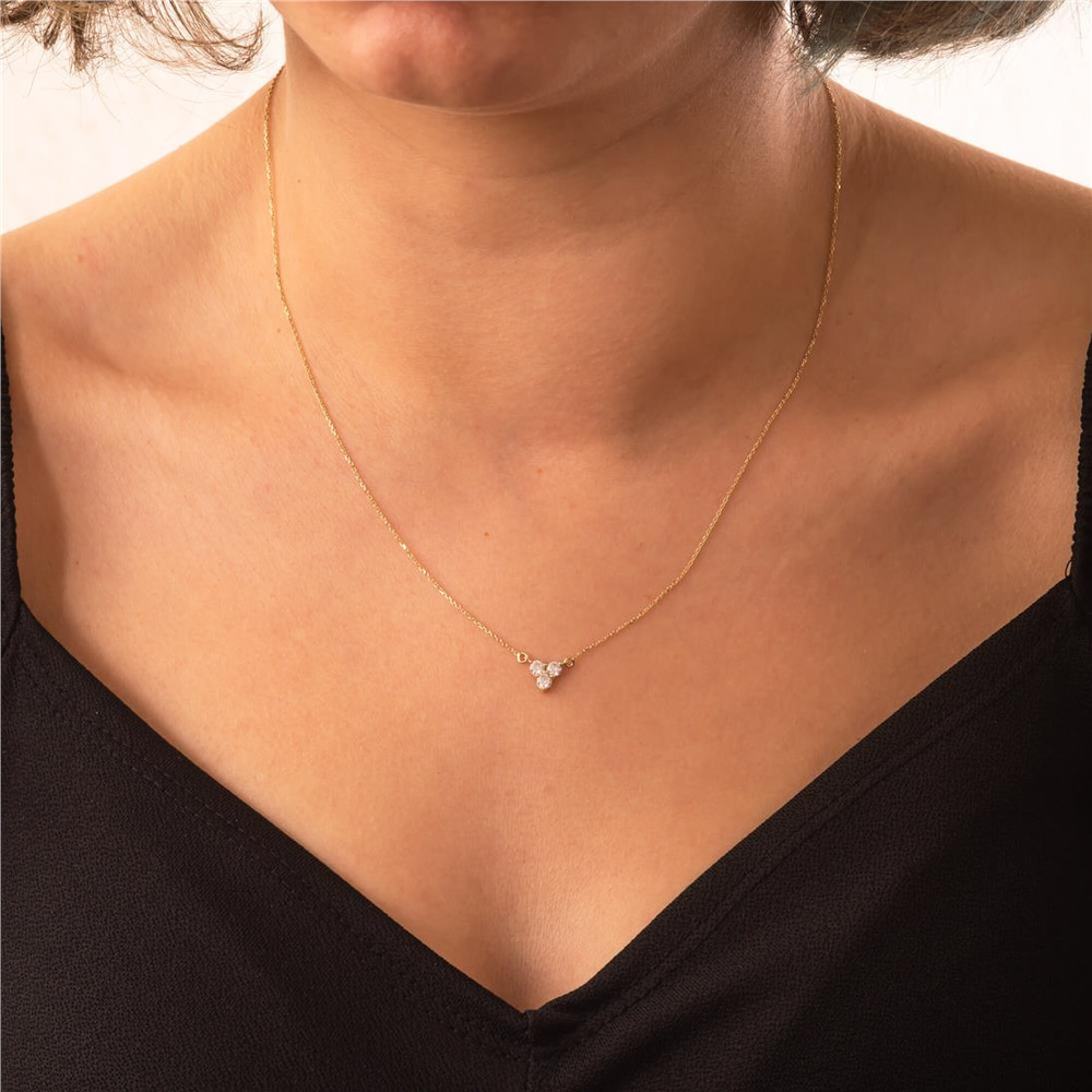 Goldstore-Trio Cluster Diamond Necklace