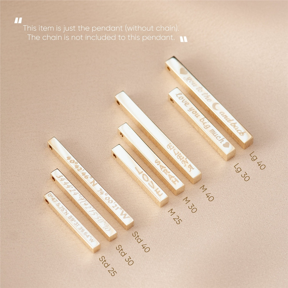 Goldstore-14K 18K Real Gold Personalized 4 Side Bar Graduation Pendant, Engraved Doctorate Graduation Gift Custom Name Pendant Gift For Graduation
