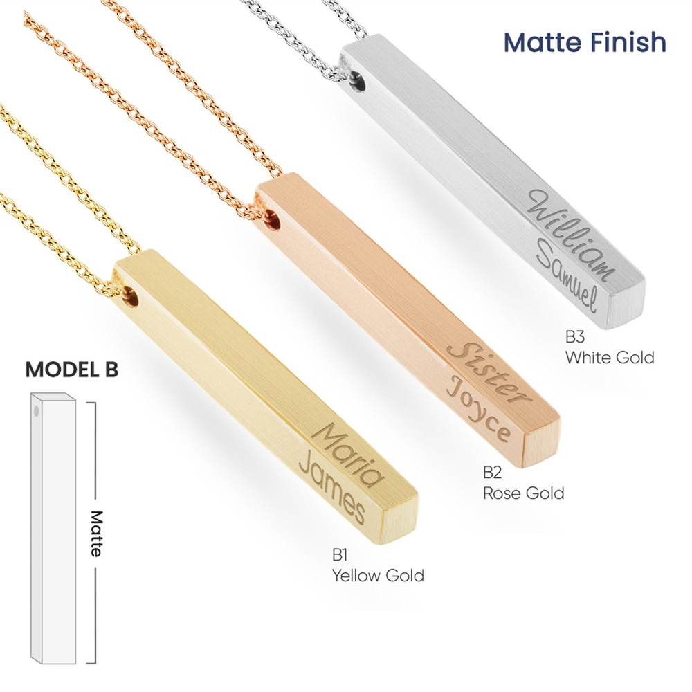 Goldstore-14K 18K Real Gold Short Bar Stud Earrings, Four Sided Custom Name Engrave 3D Earrings, Engrave Custom Letter Initial Engraved Bar Earrings