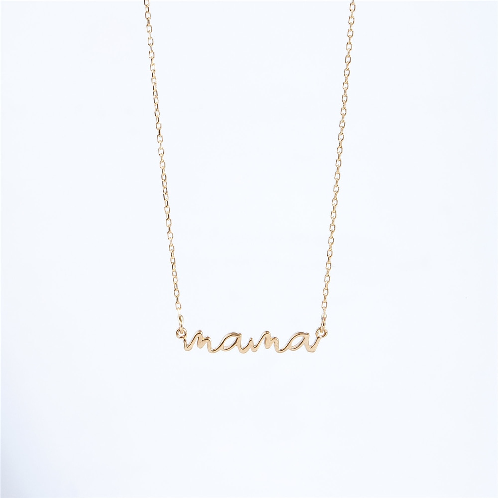 Goldstore-14k 18k Real Solid Gold New Mama Necklace, Solid Plain Gold Minimalist Mama Necklace, Dainty Gold Necklace Gift for Mom, Delicate Necklace.