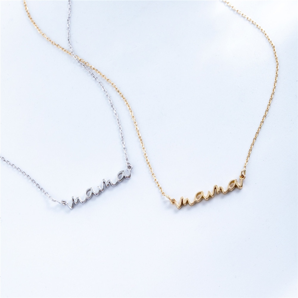 Goldstore-14k 18k Real Solid Gold New Mama Necklace, Solid Plain Gold Minimalist Mama Necklace, Dainty Gold Necklace Gift for Mom, Delicate Necklace.