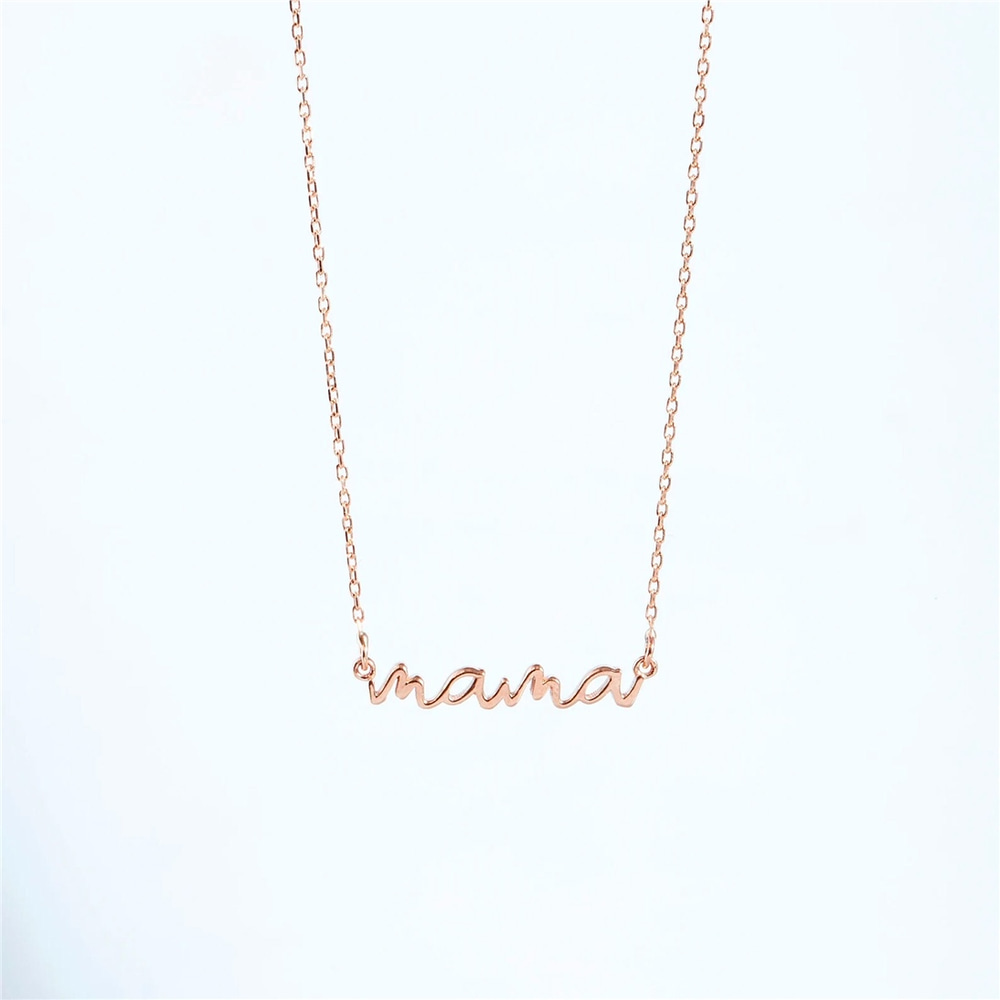 Goldstore-14k 18k Real Solid Gold New Mama Necklace, Solid Plain Gold Minimalist Mama Necklace, Dainty Gold Necklace Gift for Mom, Delicate Necklace.