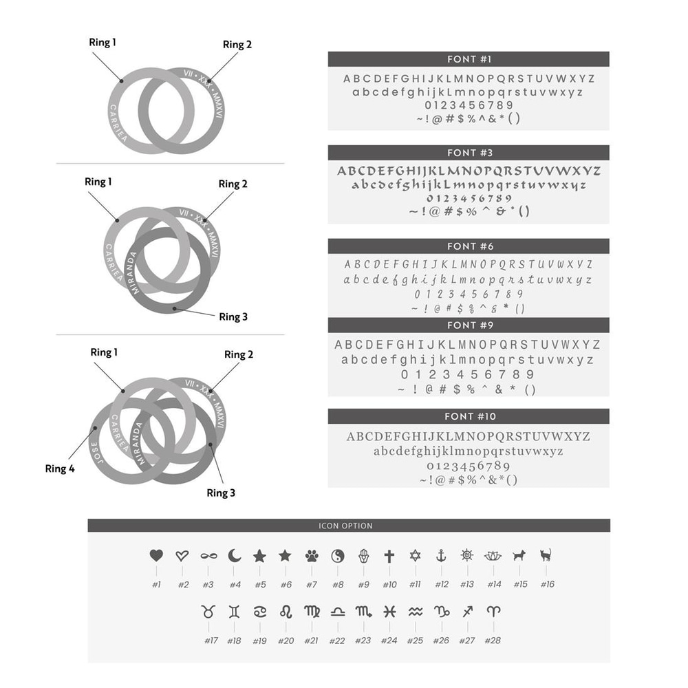 Goldstore-14K 18K Russian Ring Necklace, Customized Interlocking Ring Necklace, Personalized Circle Name Necklace, Linked Cirlcle Necklace