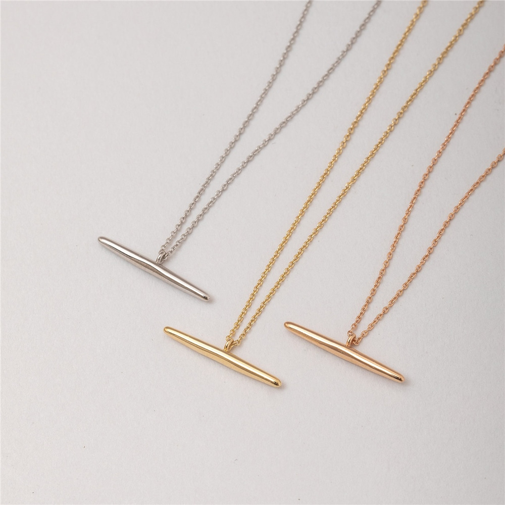 Goldstore-14k 18k Solid Gold Balance Necklace, Tiny Horizontal Bar Necklace, Spritual Balance and Stability Necklace, Simple Look Everyday Necklace