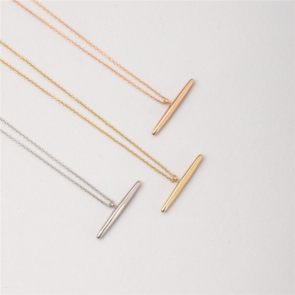 Goldstore-14k 18k Solid Gold Balance Necklace, Tiny Horizontal Bar Necklace, Spritual Balance and Stability Necklace, Simple Look Everyday Necklace