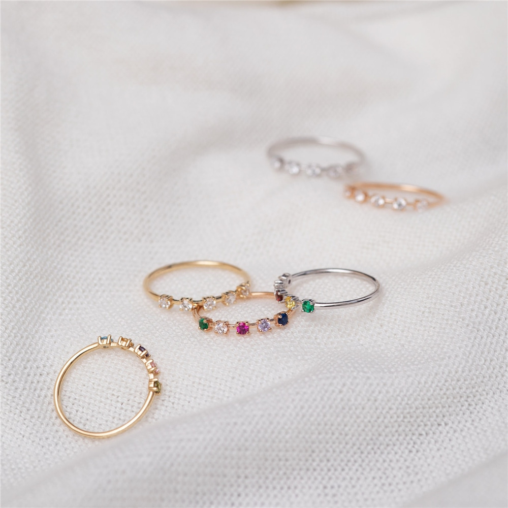 Goldstore-14K 18K Solid Gold Birthstone Ring, Colored Stone Gold Chakra Ring, Custom Birthstone Real Gold Ring, Dainty Family Birthstone Ring Gift For