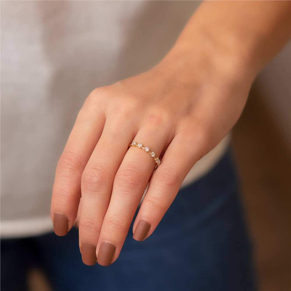 Goldstore-14K 18K Solid Gold Birthstone Ring, Colored Stone Gold Chakra Ring, Custom Birthstone Real Gold Ring, Dainty Family Birthstone Ring Gift For
