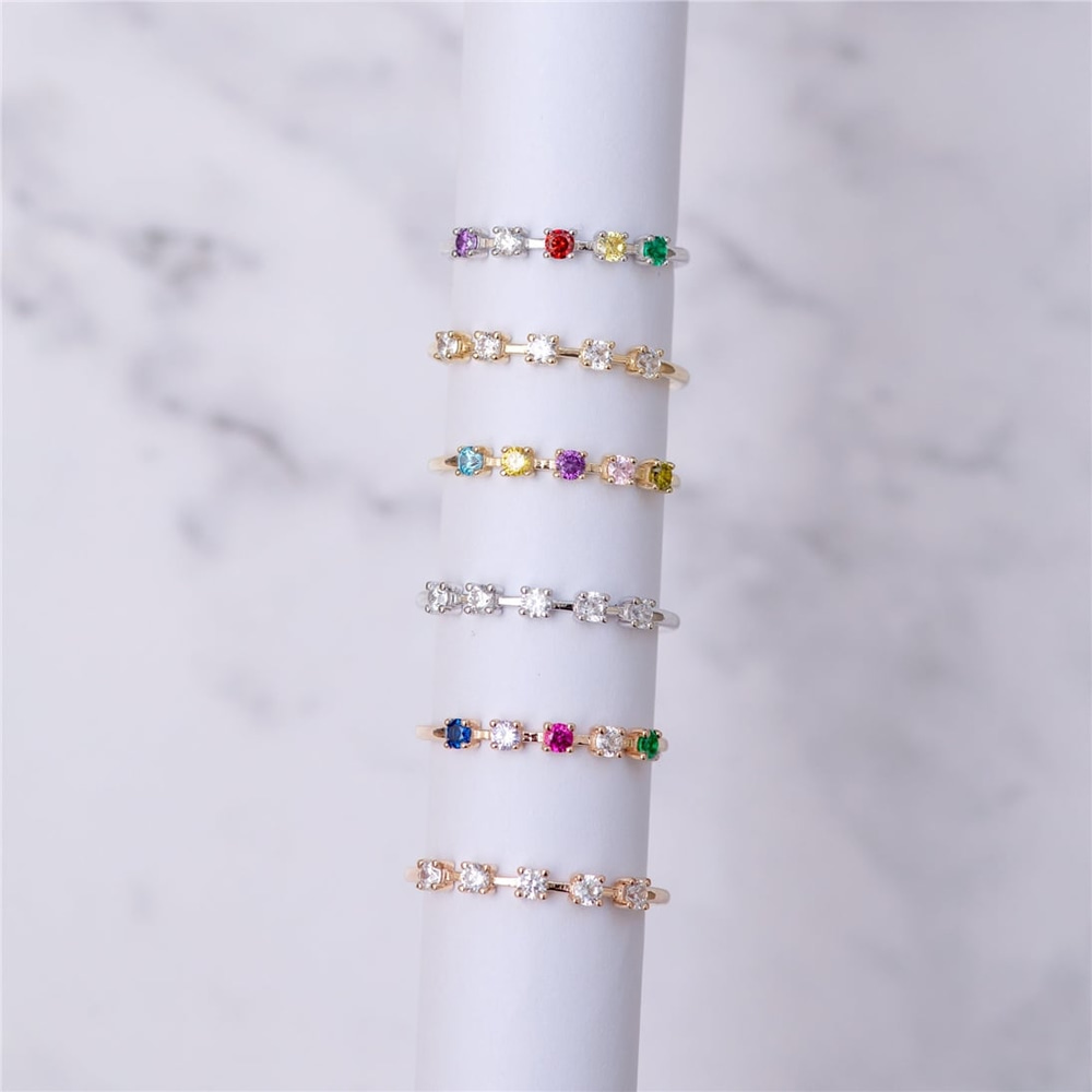 Goldstore-14K 18K Solid Gold Birthstone Ring, Colored Stone Gold Chakra Ring, Custom Birthstone Real Gold Ring, Dainty Family Birthstone Ring Gift For