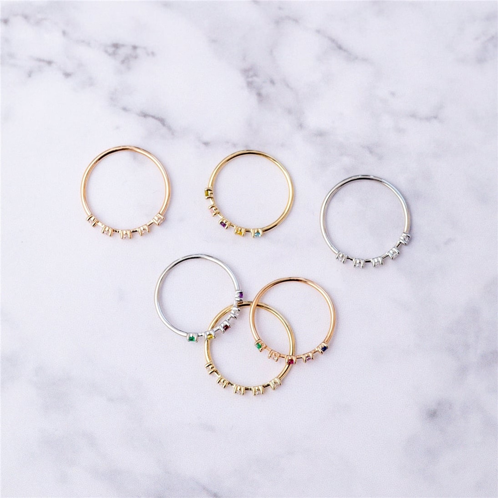 Goldstore-14K 18K Solid Gold Birthstone Ring, Colored Stone Gold Chakra Ring, Custom Birthstone Real Gold Ring, Dainty Family Birthstone Ring Gift For