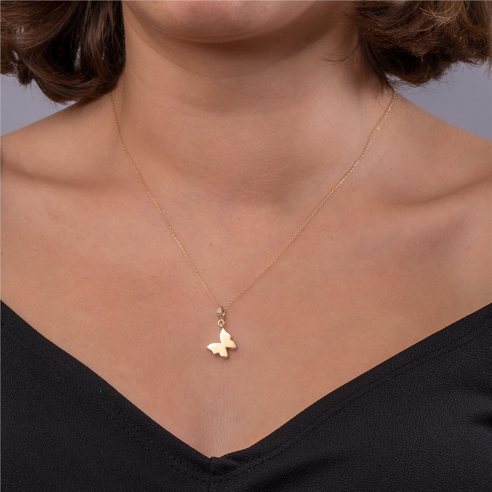 Goldstore-14K 18K Solid Gold Butterfly Cremation Urn Necklace, Custom Butterfly Urn Charm, Memorial Funeral Necklace For Ashes, Personalized Butterfly