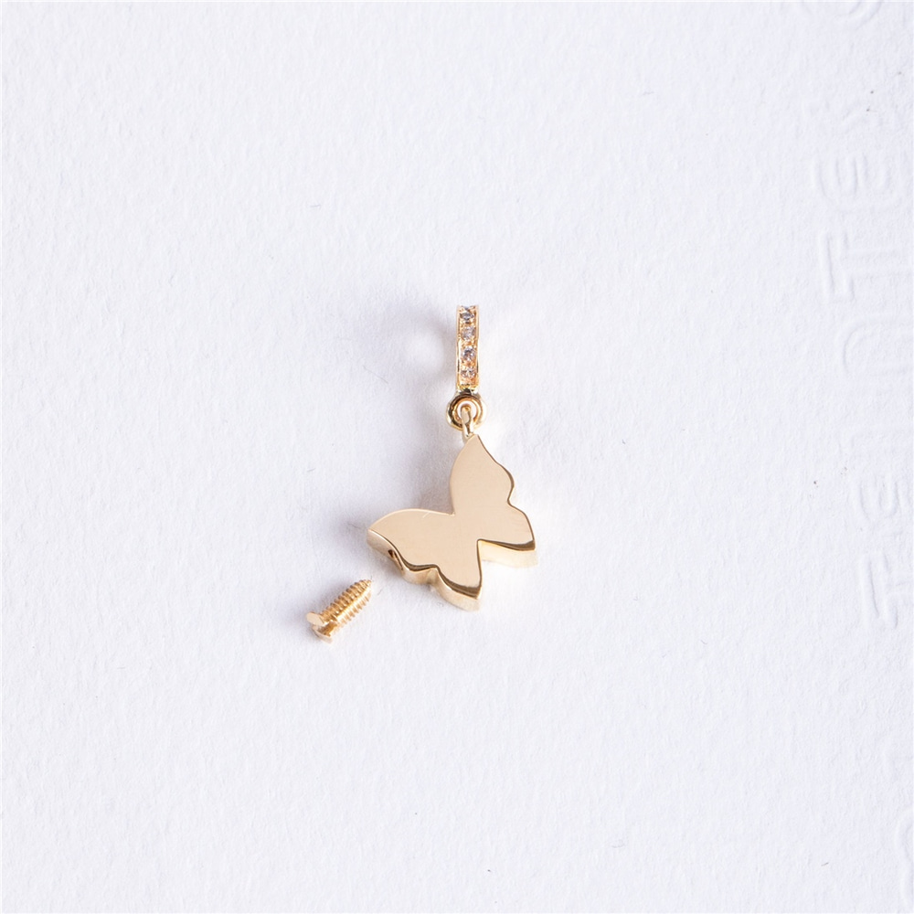Goldstore-14K 18K Solid Gold Butterfly Cremation Urn Necklace, Custom Butterfly Urn Charm, Memorial Funeral Necklace For Ashes, Personalized Butterfly