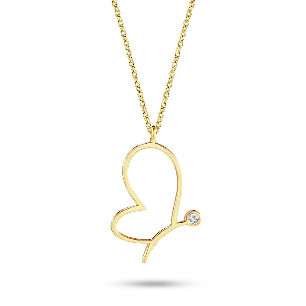 Goldstore-14k 18k Solid Gold Butterfly Diamond Necklace, Diamond Butterfly Pendant Necklace, Dainty Gold Butterfly Necklace is a Great Gift For Her