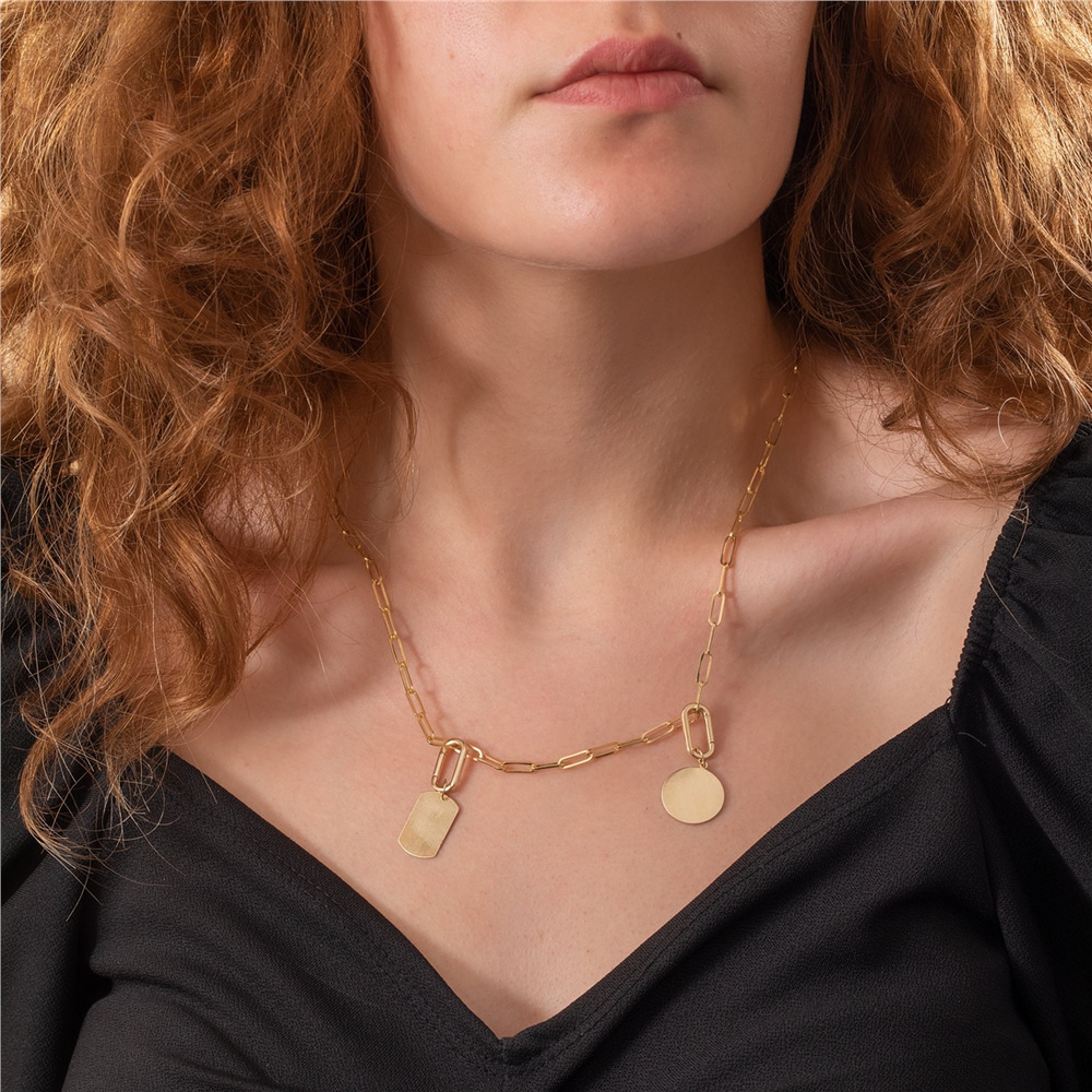Goldstore-14K 18K Solid Gold Charm Holder, Pendant Oval Connector Ring Real Gold, Elongated Enhancer Hoop Lock For Charms, Pendant Secure Oval Link