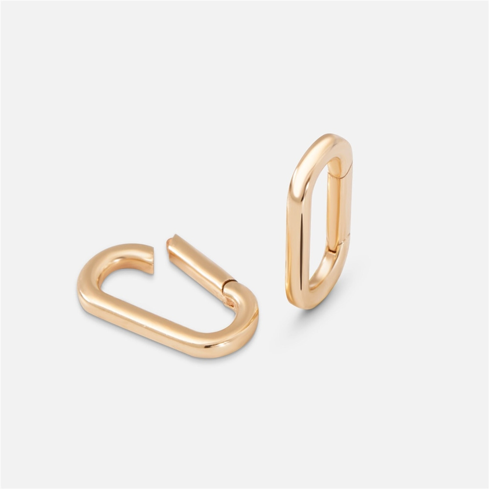 Goldstore-14K 18K Solid Gold Charm Holder, Pendant Oval Connector Ring Real Gold, Elongated Enhancer Hoop Lock For Charms, Pendant Secure Oval Link