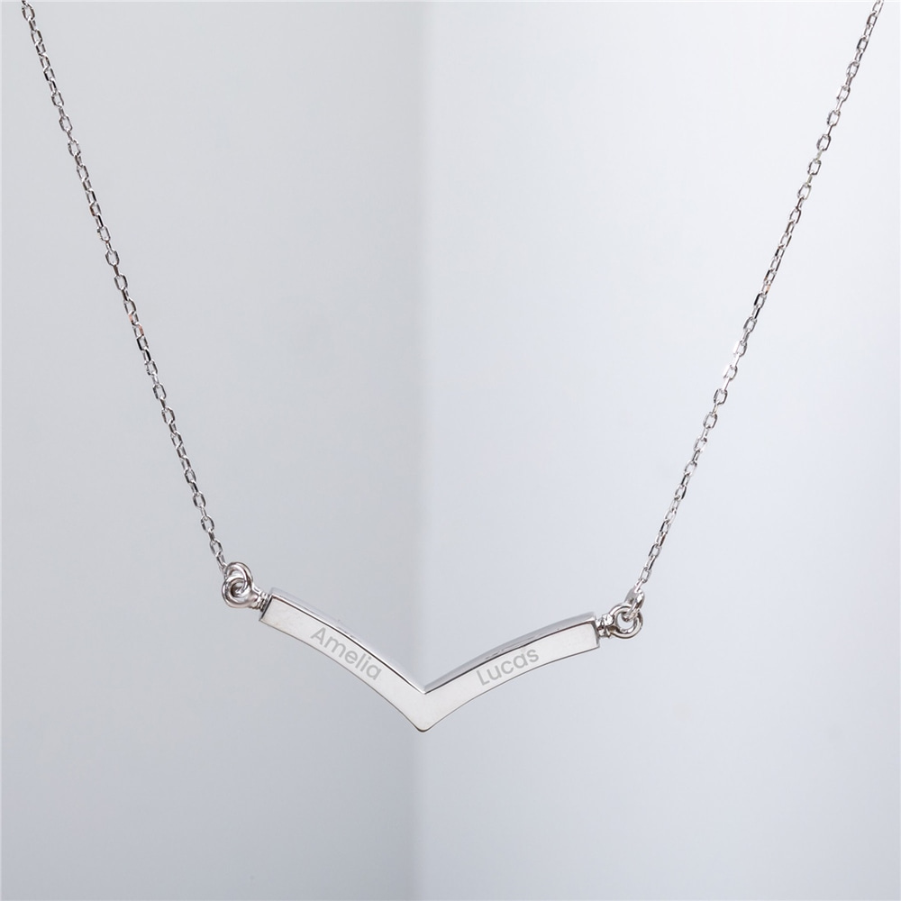 Goldstore-14k 18k Solid Gold Cremation Double Urn V Shape Necklace, Memorial Custom Necklace, Triangle Chevron Necklace, Geometric V Shaped Necklace