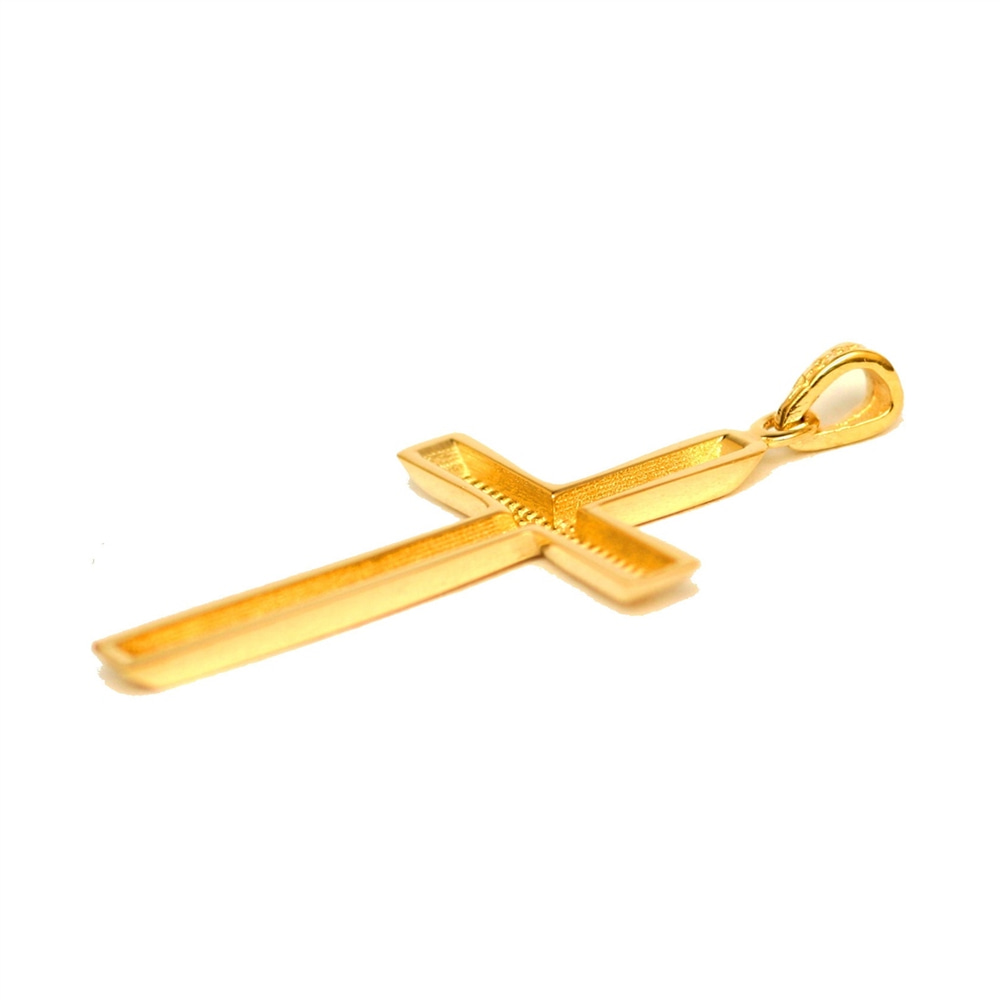 Goldstore-14K 18k Solid Gold Cross Necklace, Elegant Cross Gold Pendant, Yellow Rose White Real Gold Cross Pendant Necklace Gift For