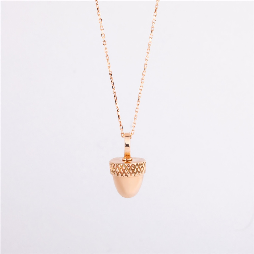 Goldstore-14K 18K Solid Gold Custom Acorn Nut Cremation Urn Necklace, Keepsake Memorial Pendant, Personalized Small Ash Holder, Funeral Necklace