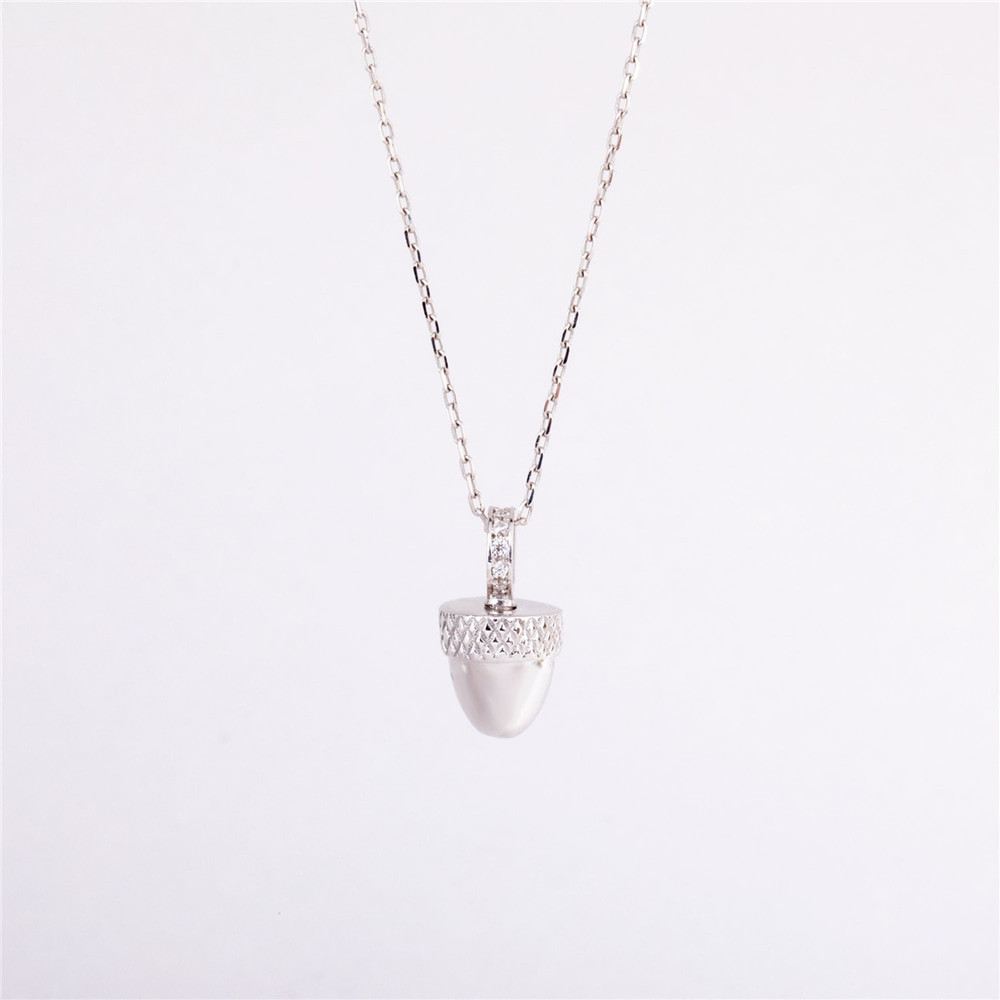 Goldstore-14K 18K Solid Gold Custom Acorn Nut Cremation Urn Necklace, Keepsake Memorial Pendant, Personalized Small Ash Holder, Funeral Necklace