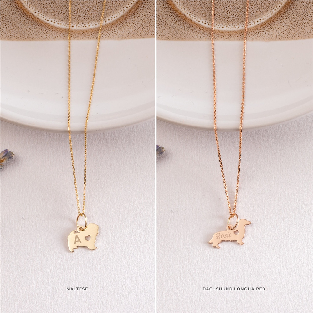 Goldstore-14k 18k Solid Gold Custom Dog Breed Necklace, Cute Animal Lover Pendant, Best Friend Pet Necklace, Animal Jewelry, Dog Lover Jewelry