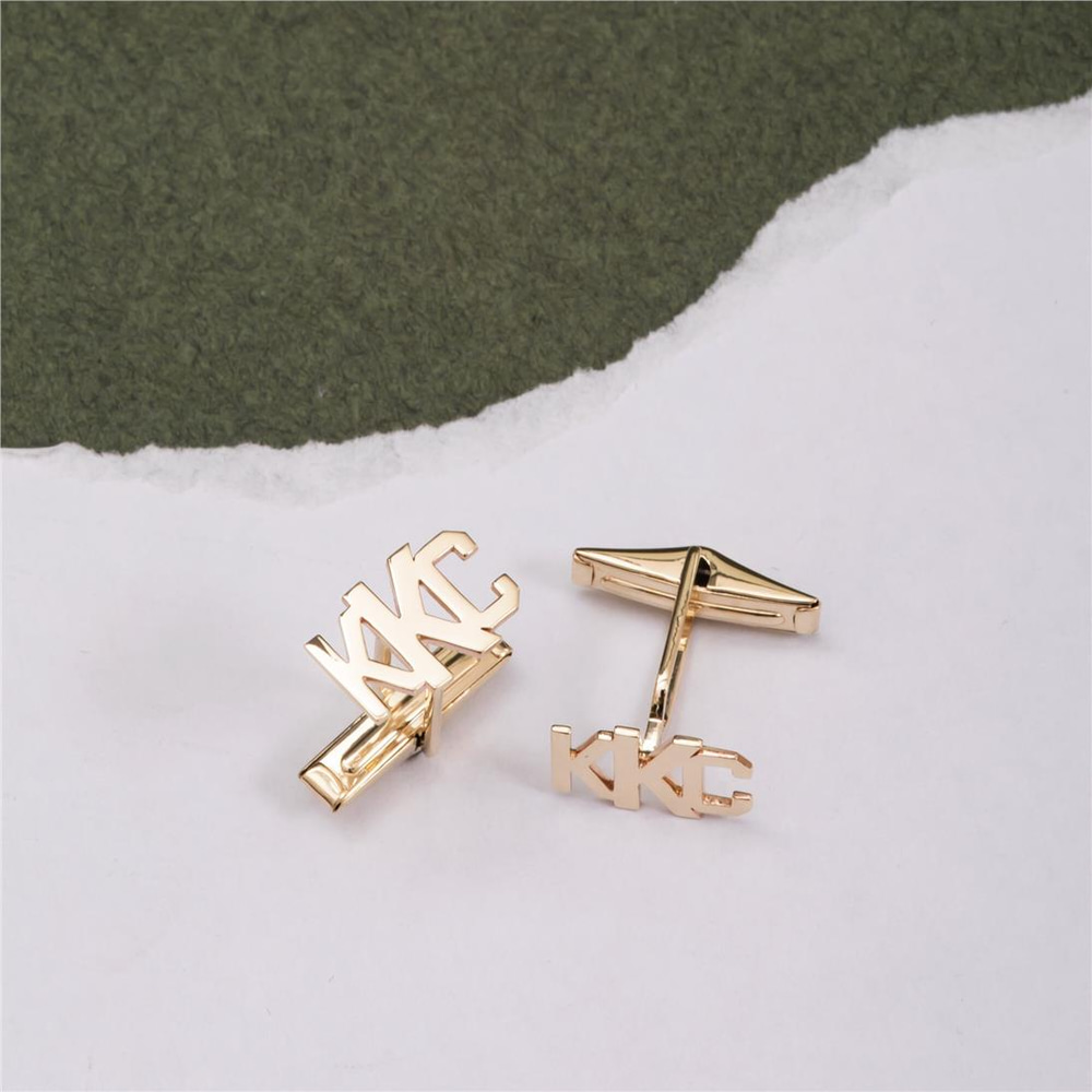 Goldstore-14K 18k Solid Gold Custom Font Initial Cufflinks, Personalized 3 Letters Cufflinks Pair, Customized Cuff Links for Groom, for Dad or for Him