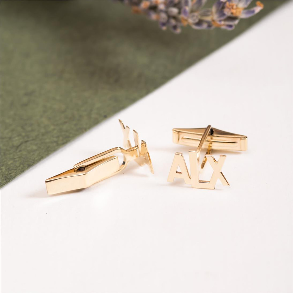 Goldstore-14K 18k Solid Gold Custom Font Initial Cufflinks, Personalized 3 Letters Cufflinks Pair, Customized Cuff Links for Groom, for Dad or for Him