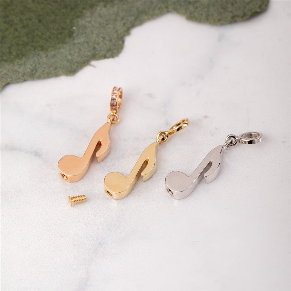 Goldstore-14K 18K Solid Gold Custom Music Note Urn Necklace, Memorial Musician Pendant, Musical Sign Cremation Jewelery, Keepsake Ash Holder Pendant
