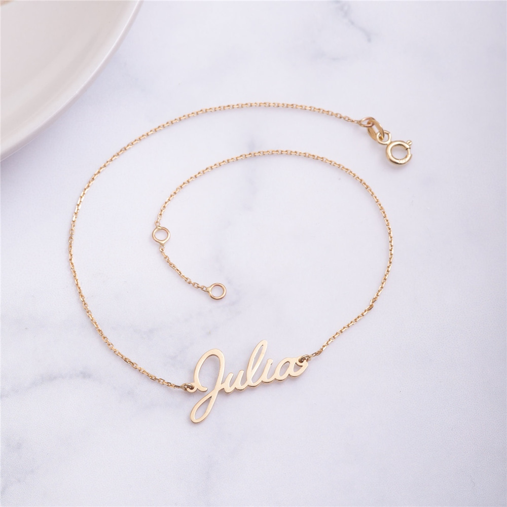 Goldstore-14k 18k Solid Gold Custom Name Anklet, Personlized Dainty Name Anklet, Customized Summer Jewelry, Stylish Foot Jewelry, Perfect Gift For Her