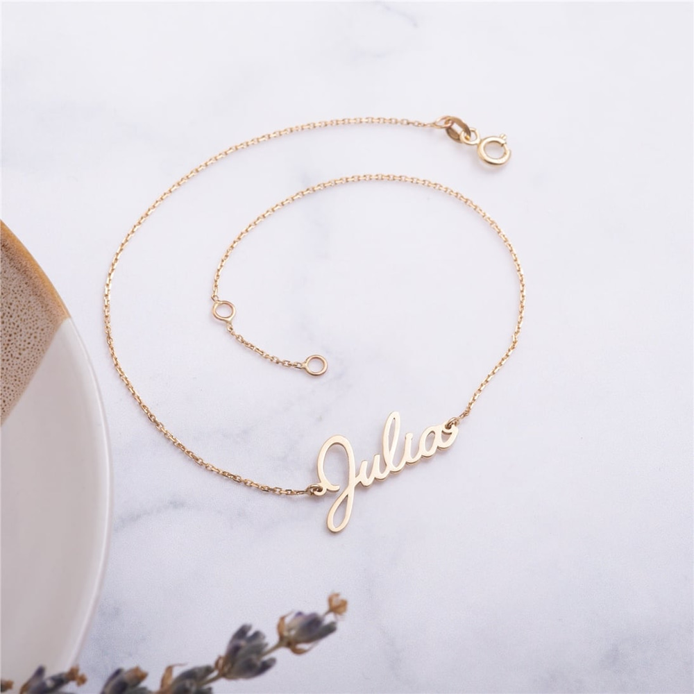 Goldstore-14k 18k Solid Gold Custom Name Anklet, Personlized Dainty Name Anklet, Customized Summer Jewelry, Stylish Foot Jewelry, Perfect Gift For Her