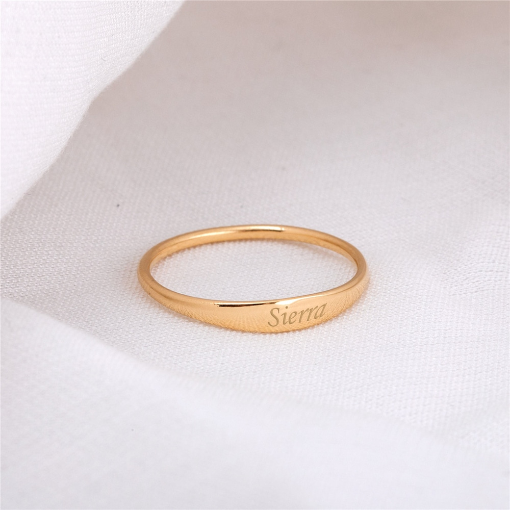 Goldstore-14K 18K Solid Gold Custom Name Ring, Delicate Stacking Ring, Personalized Skinny Ring, Custom Engraved Dainty Baby Name Ring, Mom Gift Ring