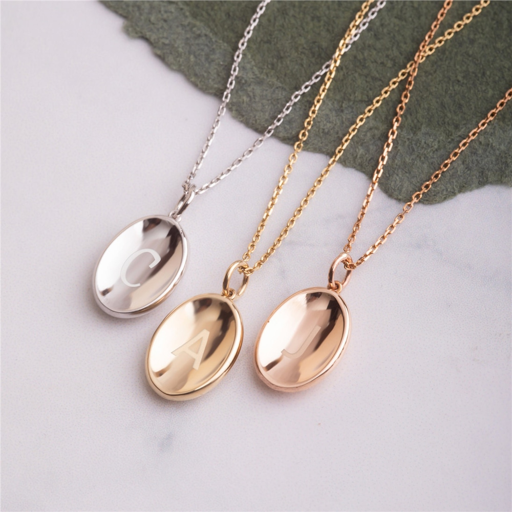 Goldstore-14K 18K Solid Gold Custom Protection Mirror Necklace, Dainty Curved Spiritual Pendant, Negative Energy Protector Pendant, Best Gift For Her