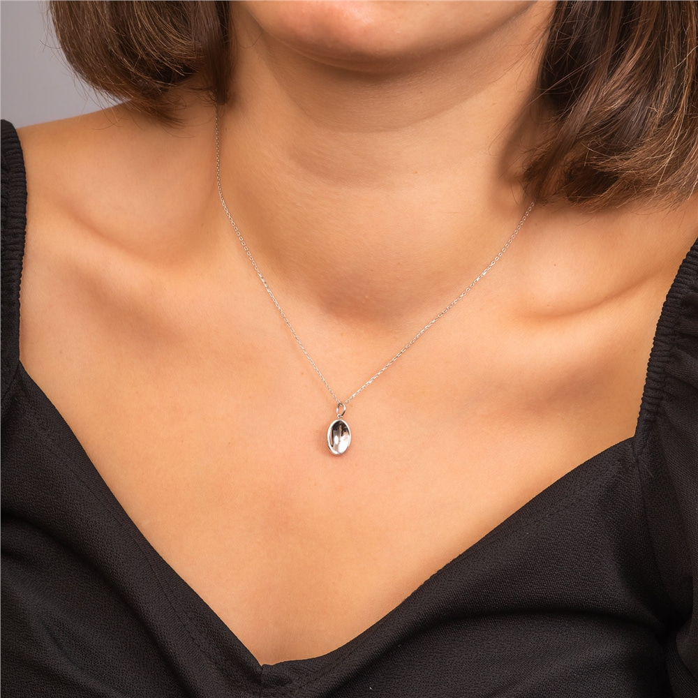 Goldstore-14K 18K Solid Gold Custom Protection Mirror Necklace, Dainty Curved Spiritual Pendant, Negative Energy Protector Pendant, Best Gift For Her