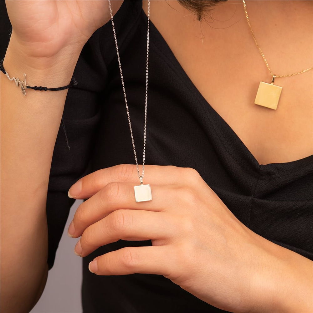 Goldstore-14K 18K Solid Gold Custom Square Urn Necklace, Dainty Memorial Square Urn Pendant, Memorial Jewelry, Keepsake Pendant, Cremation Ash Holder