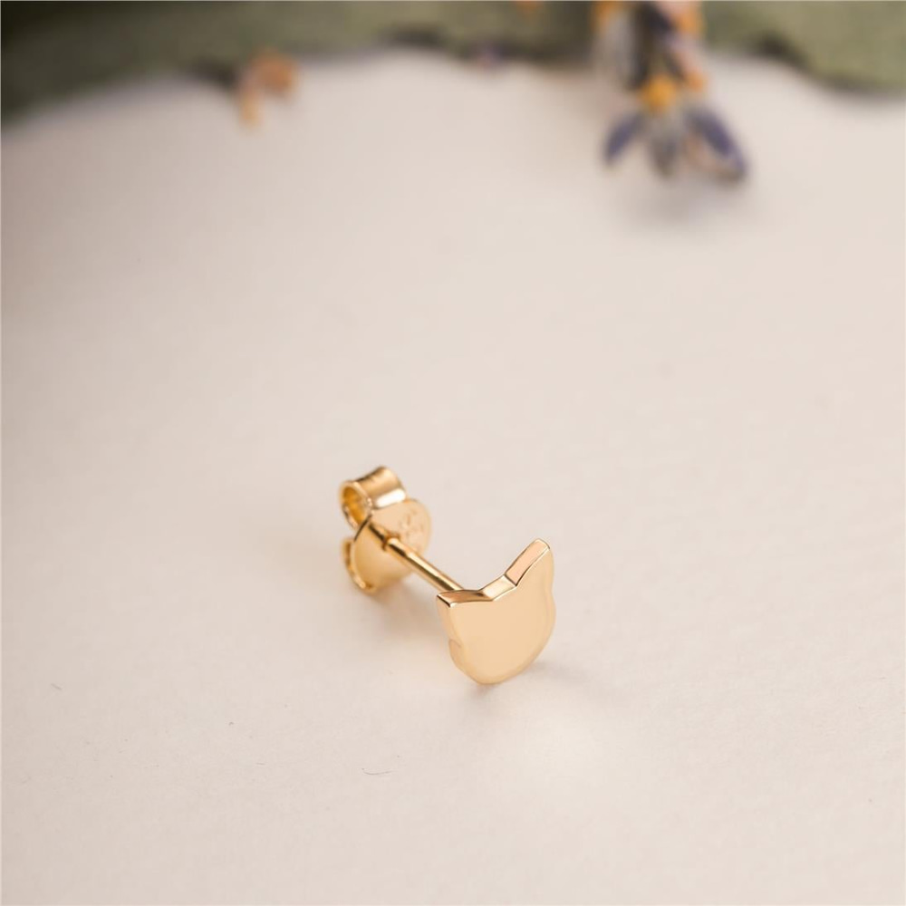 Goldstore-14K 18K Solid Gold Dainty Bear Stud Earrings, Minimalist Gold Tiny Stud Bear Earrings, Animal Lover Earrings Mother's Day Gift, Small Stud