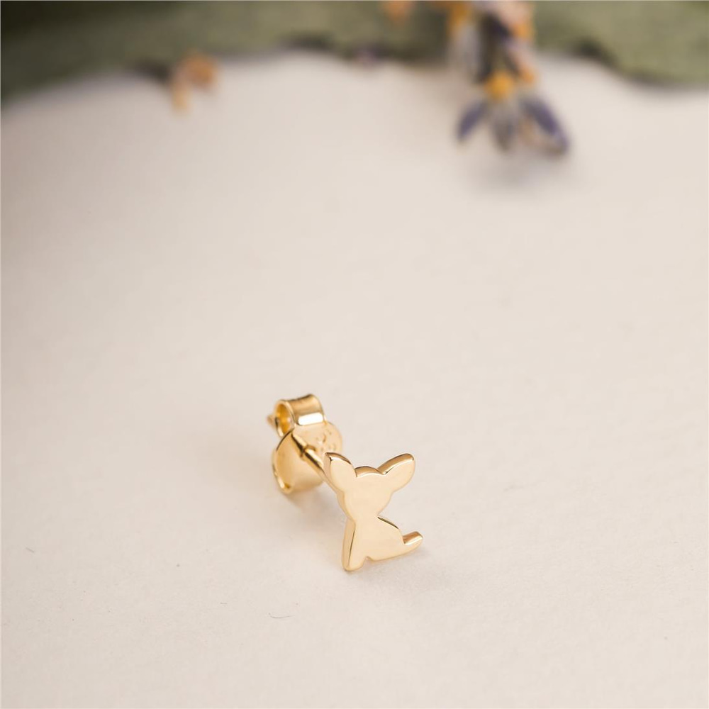 Goldstore-14K 18K Solid Gold Dainty Bear Stud Earrings, Minimalist Gold Tiny Stud Bear Earrings, Animal Lover Earrings Mother's Day Gift, Small Stud