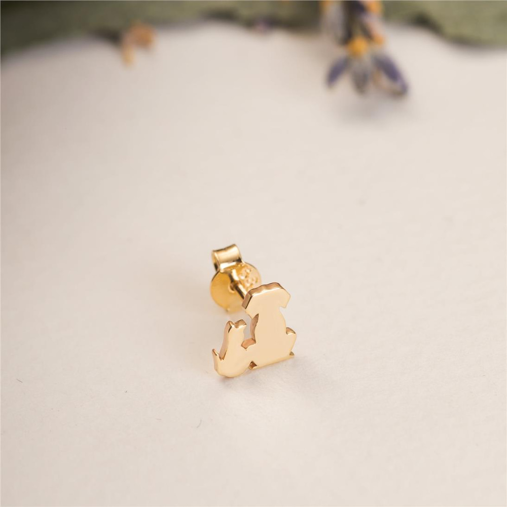 Goldstore-14K 18K Solid Gold Dainty Bear Stud Earrings, Minimalist Gold Tiny Stud Bear Earrings, Animal Lover Earrings Mother's Day Gift, Small Stud