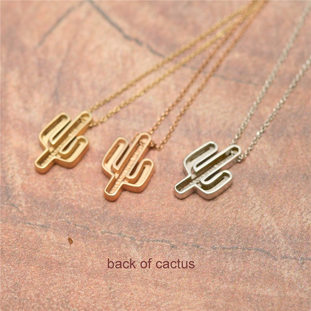 Goldstore-14k 18k Solid Gold Dainty Cactus Necklace, Delicate Gold Cactus Necklace, Layering Cactus Yellow Rose White Cactus Gold Necklace Gift For