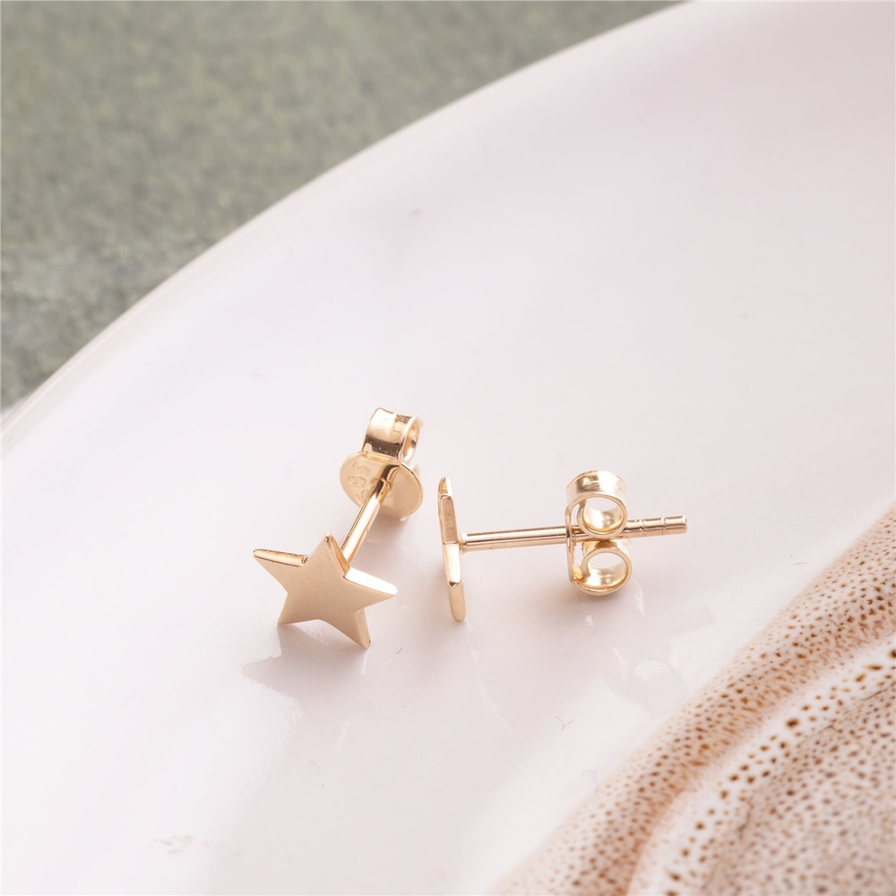 Goldstore-14K 18K Solid Gold Dainty Star Stud Earrings, Minimalist Gold Tiny 7mm Star Simple Stud Earring, Celestial Mini Earring Post For Him For Her