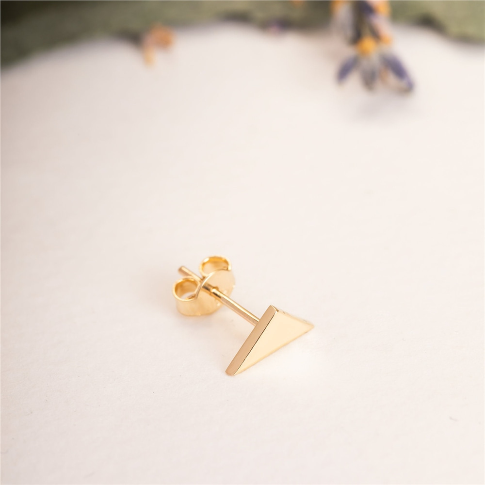 Goldstore-14K 18K Solid Gold Dainty Triangle Stud Earrings, Minimalist Gold Tiny Triangle Stud Earrings, Geometric Mini Earrings Posts Mother's Gift