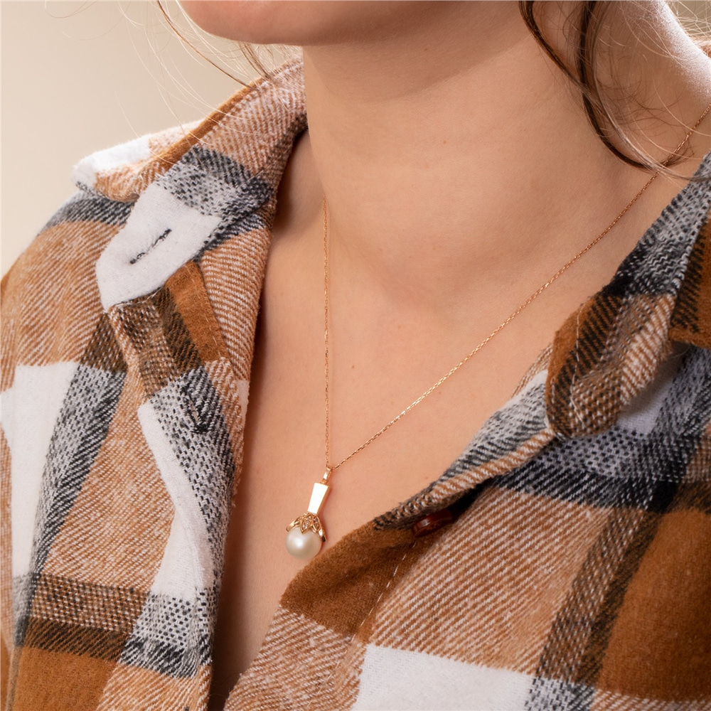 Goldstore-14k 18k Solid Gold Diamond Pearl Cremation Urn Necklace, Elegant Genuine Diamond & Pearl Urn Pendant, Keepsake Memorial Ash Holder Necklace