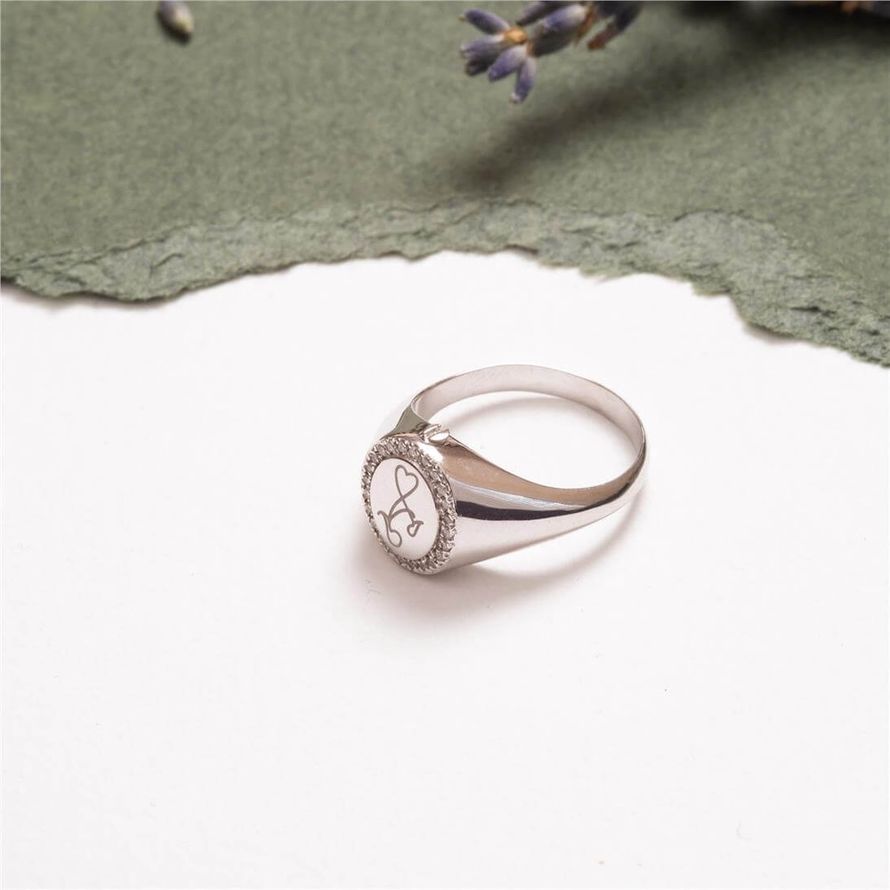 Goldstore-14K 18K Solid Gold Diamond Signet Cremation Urn Ring, Diamond or Cz Signet Memorial Gold Ring, Custom Engraved Memorial Urn Ring for Ashes